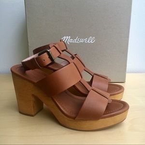 Madewell Ankle-Strap Platform Sandals Wood Base
